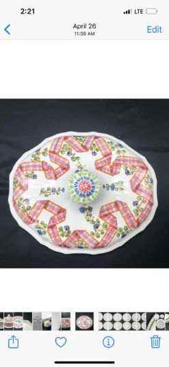 Mid 19th Century Bonwit Teller Hand-Painted Plaid Ribbon & Flowers Soup Tureen Set, Made In Italy- 2 Pieces -Lenox Shop mid 19th century bonwit teller hand painted plaid ribbon and flowers soup tureen set made in italy 2 pieces 4949