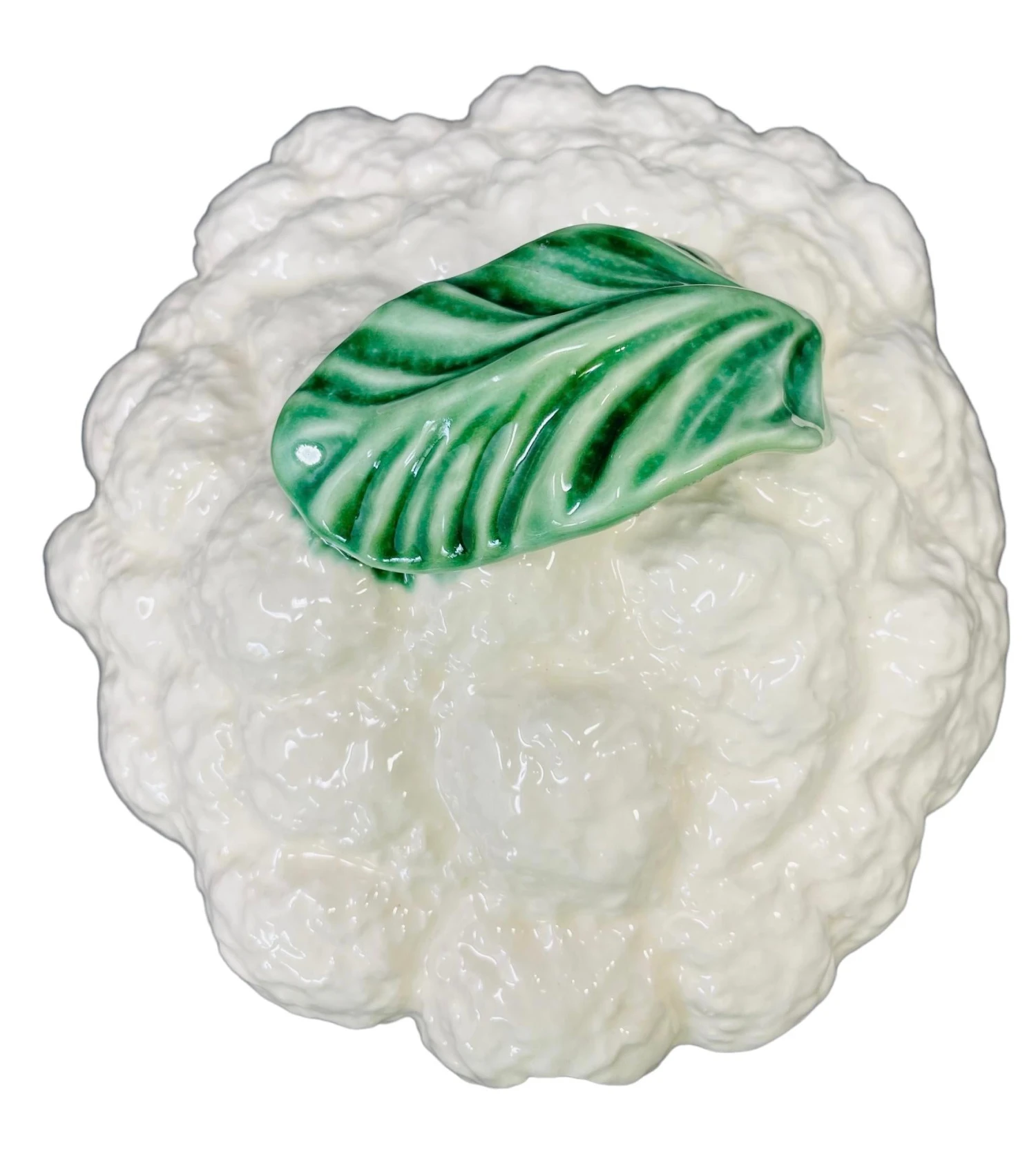 Mid-20th Century Hand-Painted Majolica Ceramic Cauliflower Soup Tureen Made In Portugal A Set Of 4 8 Mid-20th Century Hand-Painted Majolica Ceramic Cauliflower Soup Tureen Made In Portugal A Set Of 4 - Image 6