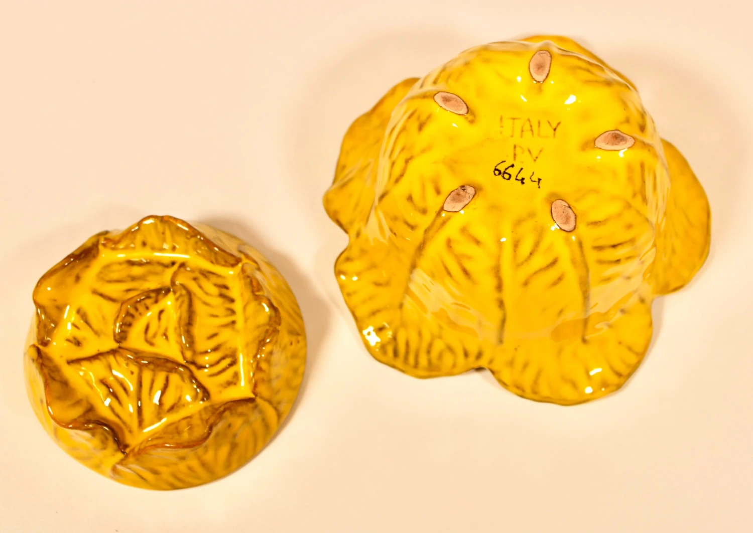 Mid Century Italian Yellow Cauliflower Ceramic Tureen 9 Mid Century Italian Yellow Cauliflower Ceramic Tureen - Image 7