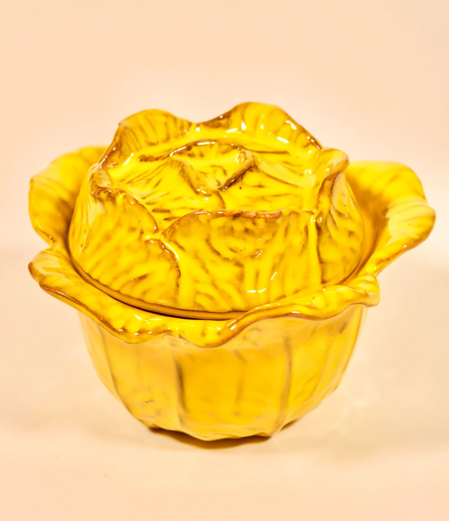 Mid Century Italian Yellow Cauliflower Ceramic Tureen 12 Mid Century Italian Yellow Cauliflower Ceramic Tureen - Image 10