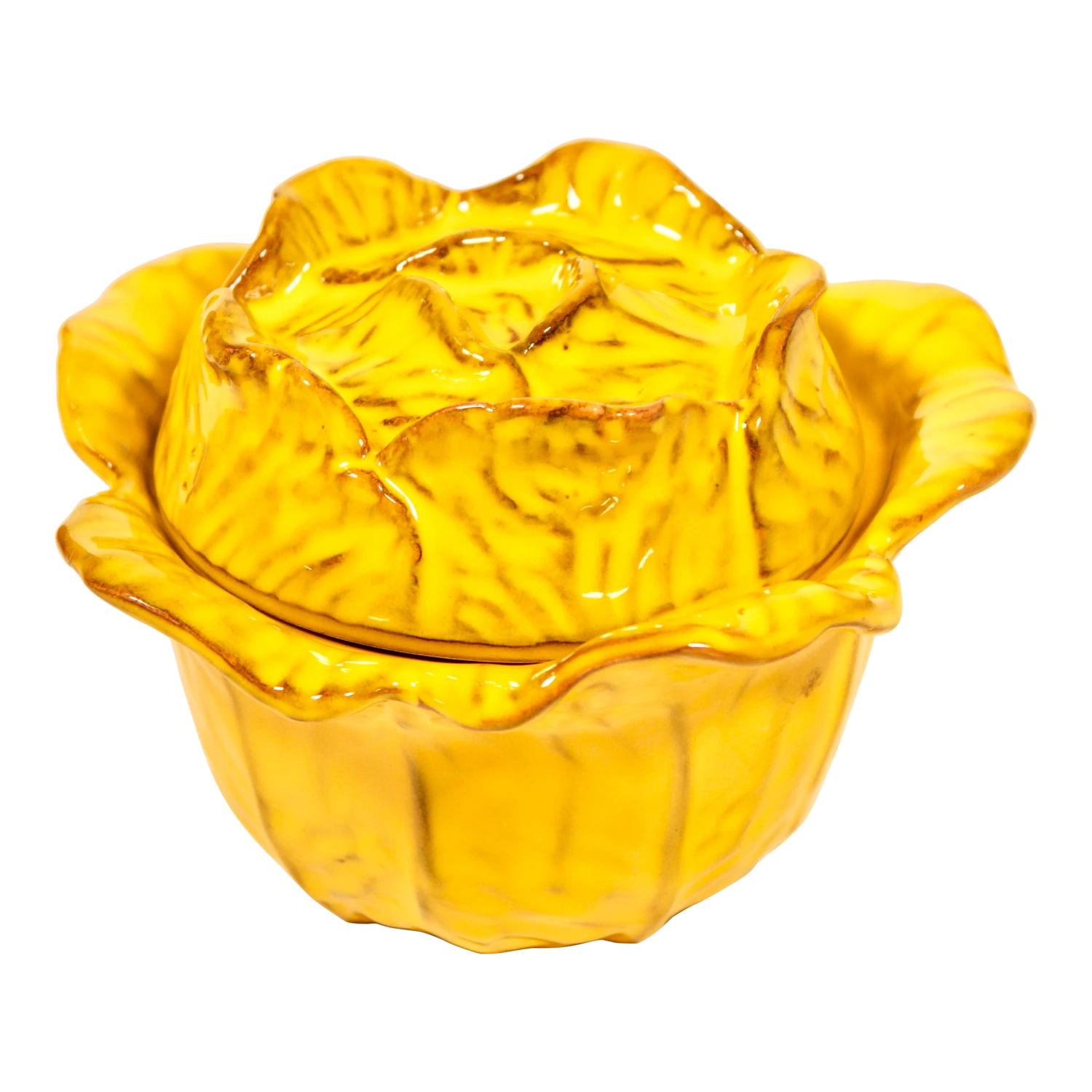 Mid Century Italian Yellow Cauliflower Ceramic Tureen 3 Mid Century Italian Yellow Cauliflower Ceramic Tureen