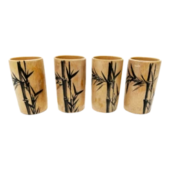 Mid-Century Modern Hand Crafted Bamboo Drinking Cups - Set Of 4