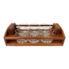 Mid-Century Modern, Teak Wood Drink Caddy/Tray With 6 Rocks Glasses And Teak Coasters Set- 13 Pieces -Lenox Shop mid century modern teak wood drink caddytray with 6 rocks glasses and teak coasters set 13 pieces 8573