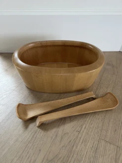 Mid Century Rift Sawn Oak Serving Bowl And Two Spoons By Nissen Denmark -Lenox Shop mid century rift sawn oak serving bowl and two spoons by nissen denmark 0997
