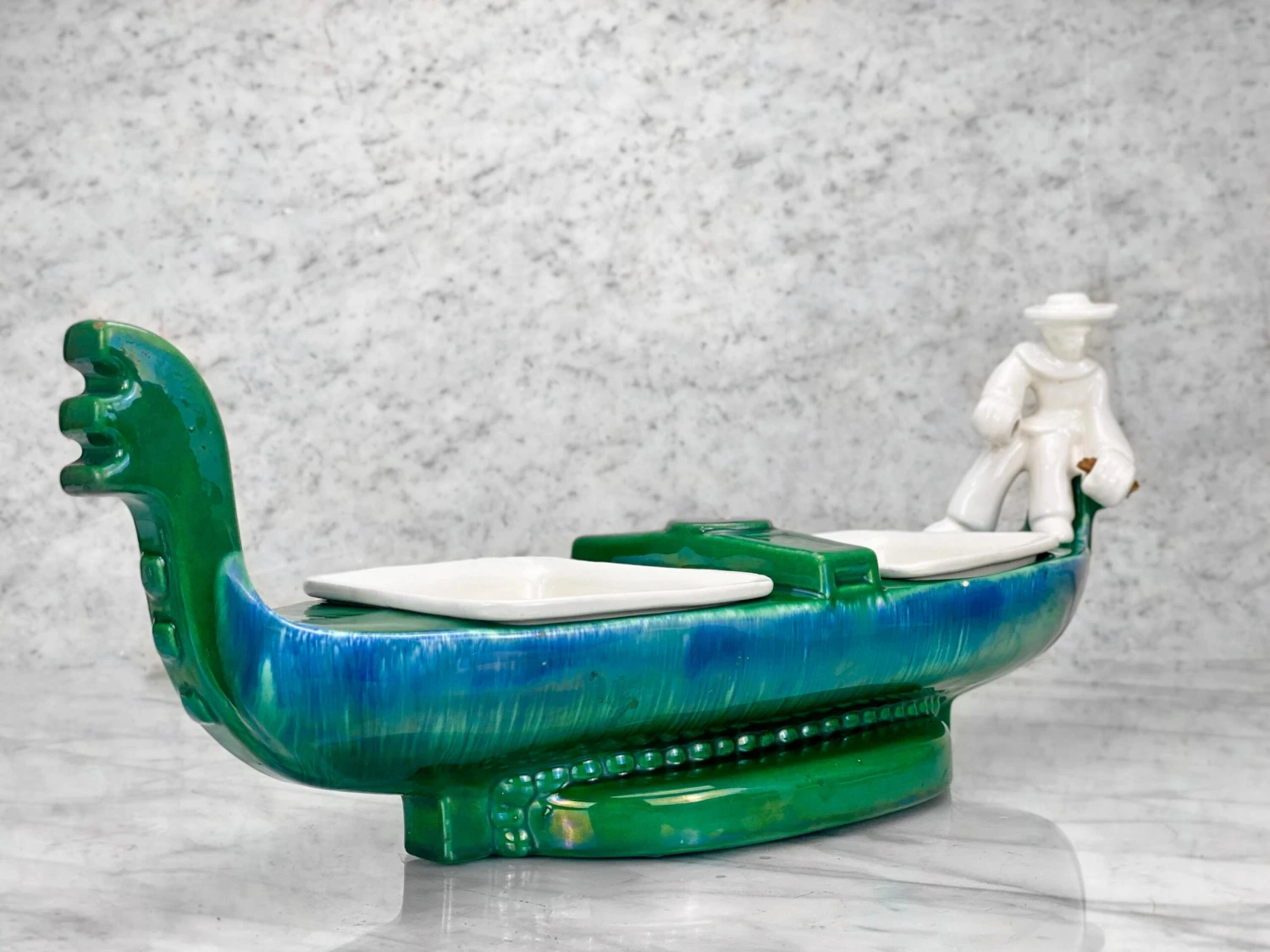 Mid-Century Royal Haeger Porcelain Gondola Centerpiece Olive Serving Set 5 Mid-Century Royal Haeger Porcelain Gondola Centerpiece Olive Serving Set - Image 3