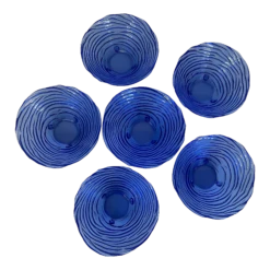 Mid-Century Vintage Cobalt Dessert Cups With A Swirl Pattern - Set Of 6.
