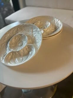 Mid Twentieth -Century Whittier Pottery Majolica Style White Artichoke Plates- Set Of 3 -Lenox Shop mid twentieth century whittier pottery majolica style white artichoke plates set of 3 1949