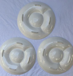 Mid Twentieth -Century Whittier Pottery Majolica Style White Artichoke Plates- Set Of 3 -Lenox Shop mid twentieth century whittier pottery majolica style white artichoke plates set of 3 8428