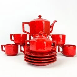 P V Italy Ceramic Orange Red Coffee/Tea And Serving Set- 25 Total Pieces 16 P V Italy Ceramic Orange Red Coffee/Tea And Serving Set- 25 Total Pieces -Lenox Shop p v italy ceramic orange red coffeetea and serving set 25 total pieces 7005
