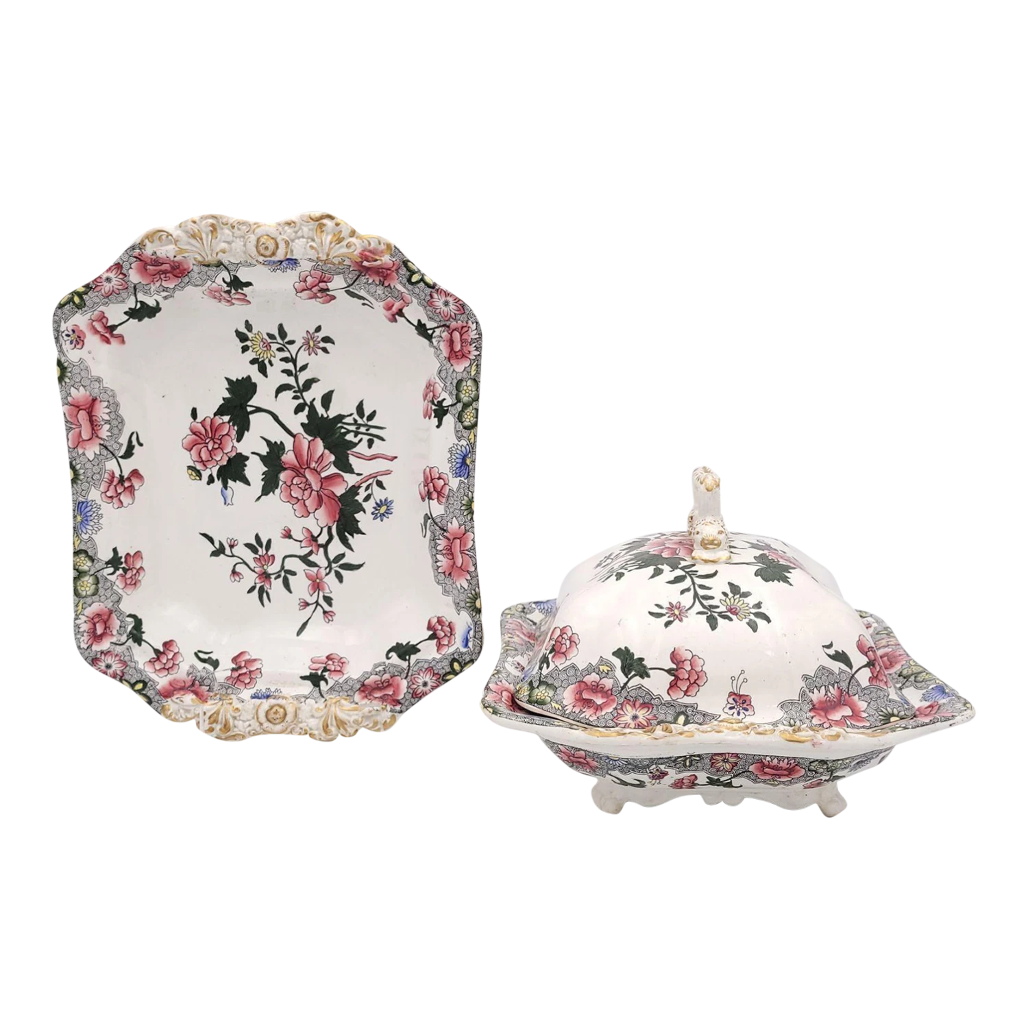 Pair Of 19th Century English Spode "New Fayence" Vegetable Dishes With Covers 3 Pair Of 19th Century English Spode "New Fayence" Vegetable Dishes With Covers