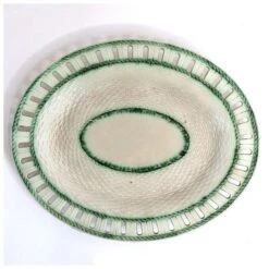 Rare English Leeds Pearlware Pottery Basketweave Oval Reticulated Platter -Lenox Shop rare english leeds pearlware pottery basketweave oval reticulated platter 0762