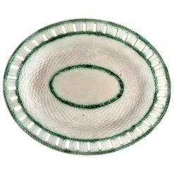 Rare English Leeds Pearlware Pottery Basketweave Oval Reticulated Platter -Lenox Shop rare english leeds pearlware pottery basketweave oval reticulated platter 8938