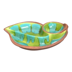 Royal Haeger Brown Green Turquoise Glazed Pottery Dish Mid-Century Modern, Usa