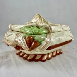 Sarreguemines Majolica Trompe L’Oeil Greek Key Napkin Covered Asparagus Tureen -Lenox Shop sarreguemines majolica trompe loeil greek key napkin covered asparagus tureen 1709