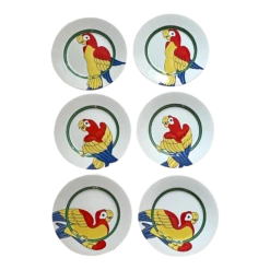 Set/6 Parrot Plates By Fitz And Floyd