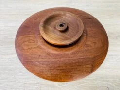 Vintage 1960s Round Swivel Walnut Wood Server -Lenox Shop vintage 1960s round swivel walnut wood server 6372