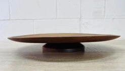 Vintage 1960s Round Swivel Walnut Wood Server -Lenox Shop vintage 1960s round swivel walnut wood server 9422