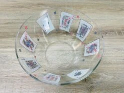Vintage 1980s Glass Bowl With Playing Cards -Lenox Shop vintage 1980s glass bowl with playing cards 3330