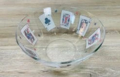 Vintage 1980s Glass Bowl With Playing Cards -Lenox Shop vintage 1980s glass bowl with playing cards 7893