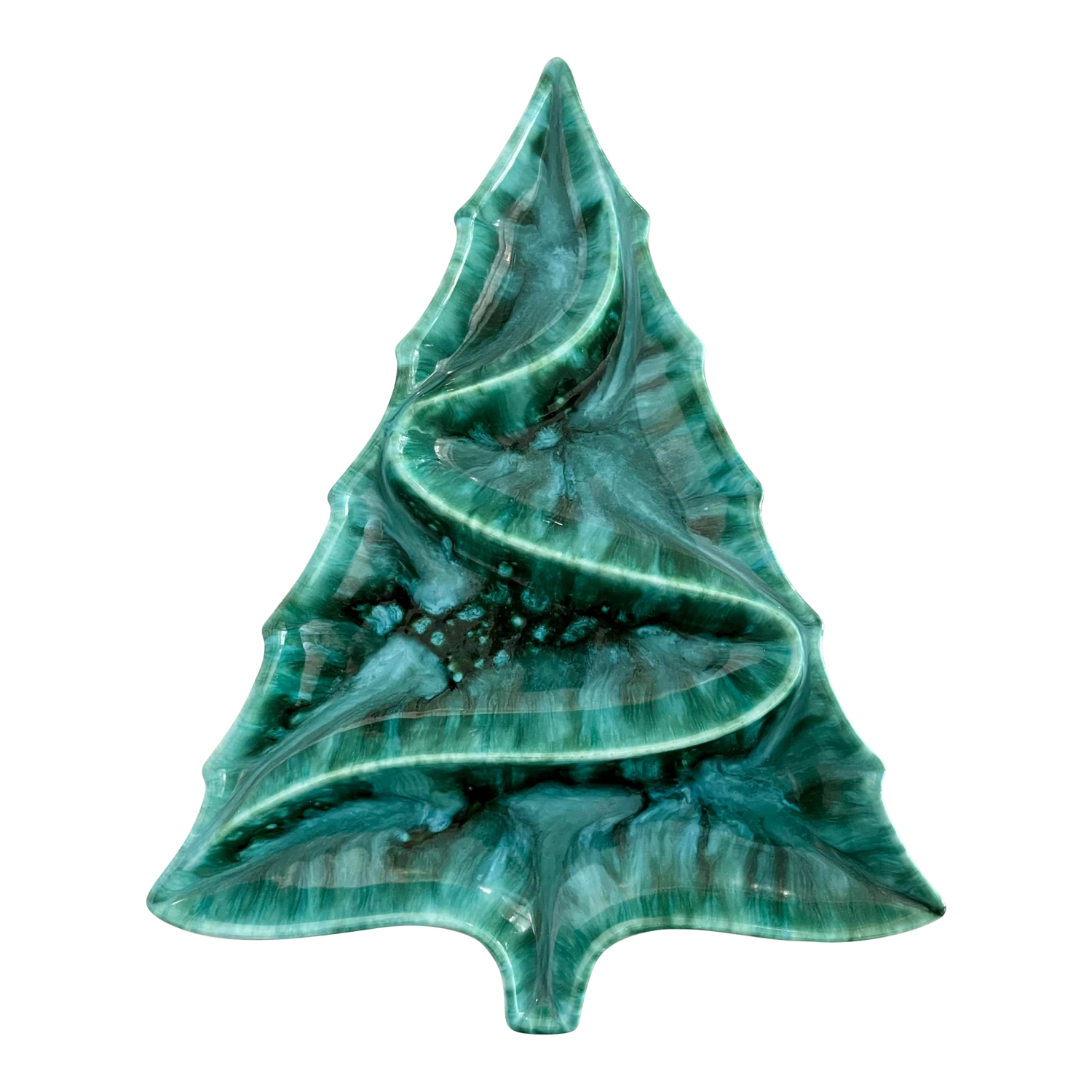 Vintage Atlantic Mold Green And Turquoise Christmas Tree Platter 3 Vintage Atlantic Mold Green And Turquoise Christmas Tree Platter