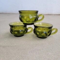 Vintage Bartlett Collins Green Thumbprint Cups- Set Of 3 -Lenox Shop vintage bartlett collins green thumbprint cups set of 3 1379