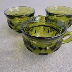 Vintage Bartlett Collins Green Thumbprint Cups- Set Of 3 -Lenox Shop vintage bartlett collins green thumbprint cups set of 3 2207