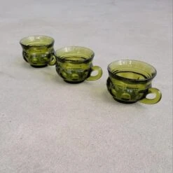 Vintage Bartlett Collins Green Thumbprint Cups- Set Of 3 -Lenox Shop vintage bartlett collins green thumbprint cups set of 3 5096