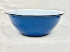 Vintage Blue Enamel Metal Mixing Bowls-A Pair -Lenox Shop vintage blue enamel metal mixing bowls a pair 5483