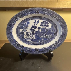 Vintage Blue “Willow” Oval Serving Dish Made In England -Lenox Shop vintage blue willow oval serving dish made in england 0167