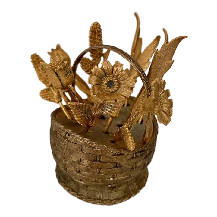 Vintage Brass Hors D'Oeuvre Flower Basket Forks Set- 10 Pieces 3 Vintage Brass Hors D'Oeuvre Flower Basket Forks Set- 10 Pieces