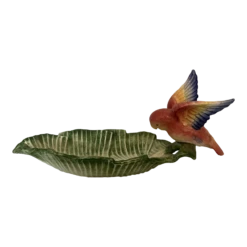 Vintage Ceramic Bird On Leaf Dish