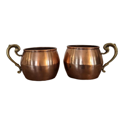Vintage Copper Mugs With Brass Handles- Set Of 2 -Lenox Shop vintage copper mugs with brass handles set of 2 6126