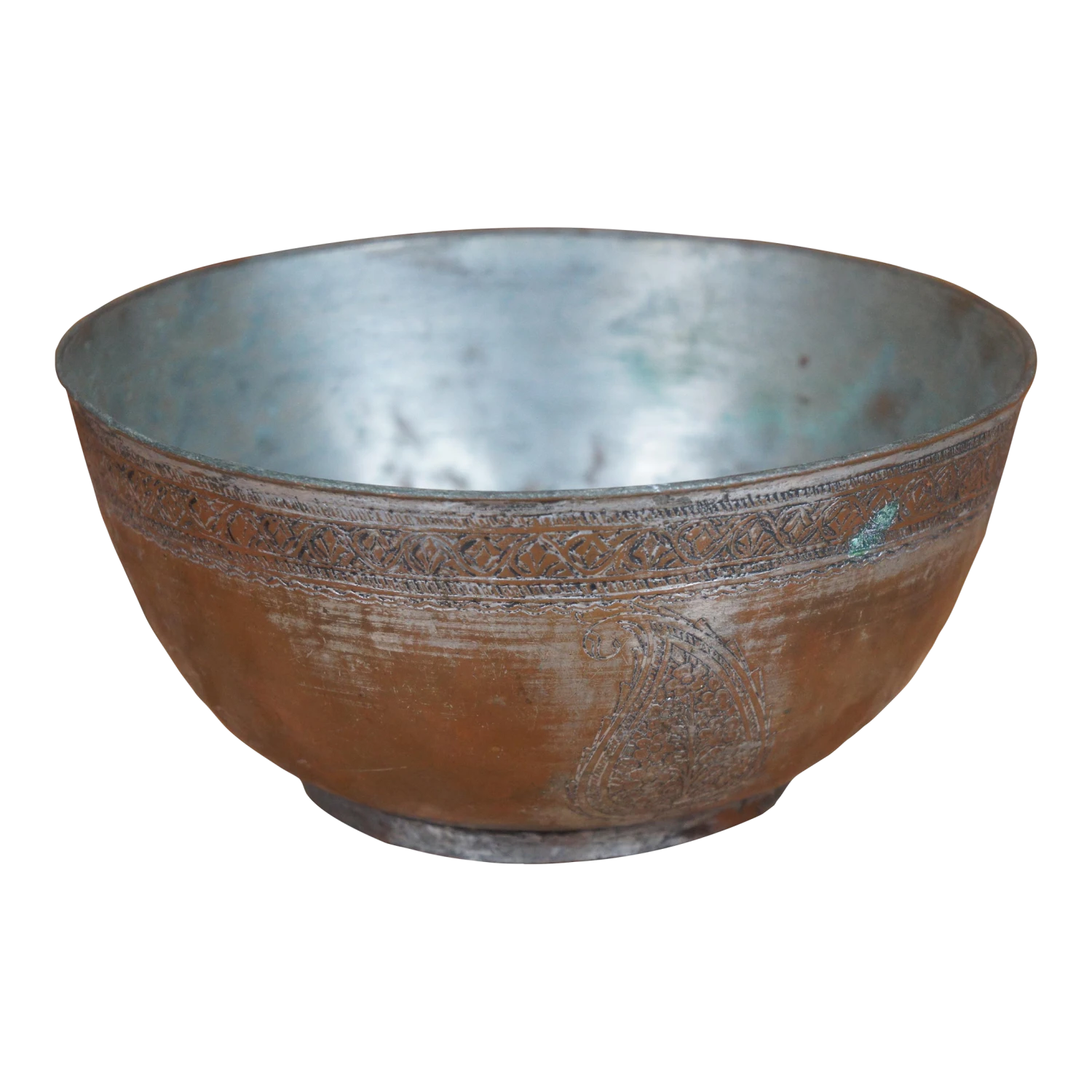 Vintage Egyptian Embossed Copper Bowl Dish Compote With Paisley Design 3 Vintage Egyptian Embossed Copper Bowl Dish Compote With Paisley Design