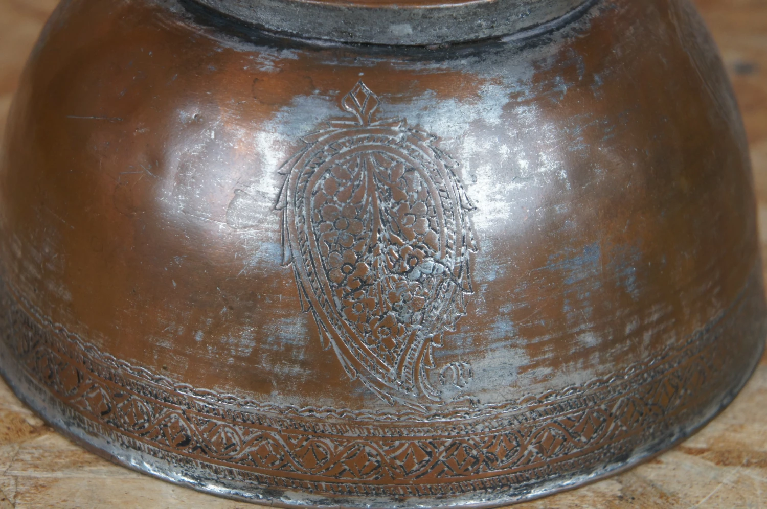 Vintage Egyptian Embossed Copper Bowl Dish Compote With Paisley Design 10 Vintage Egyptian Embossed Copper Bowl Dish Compote With Paisley Design - Image 8