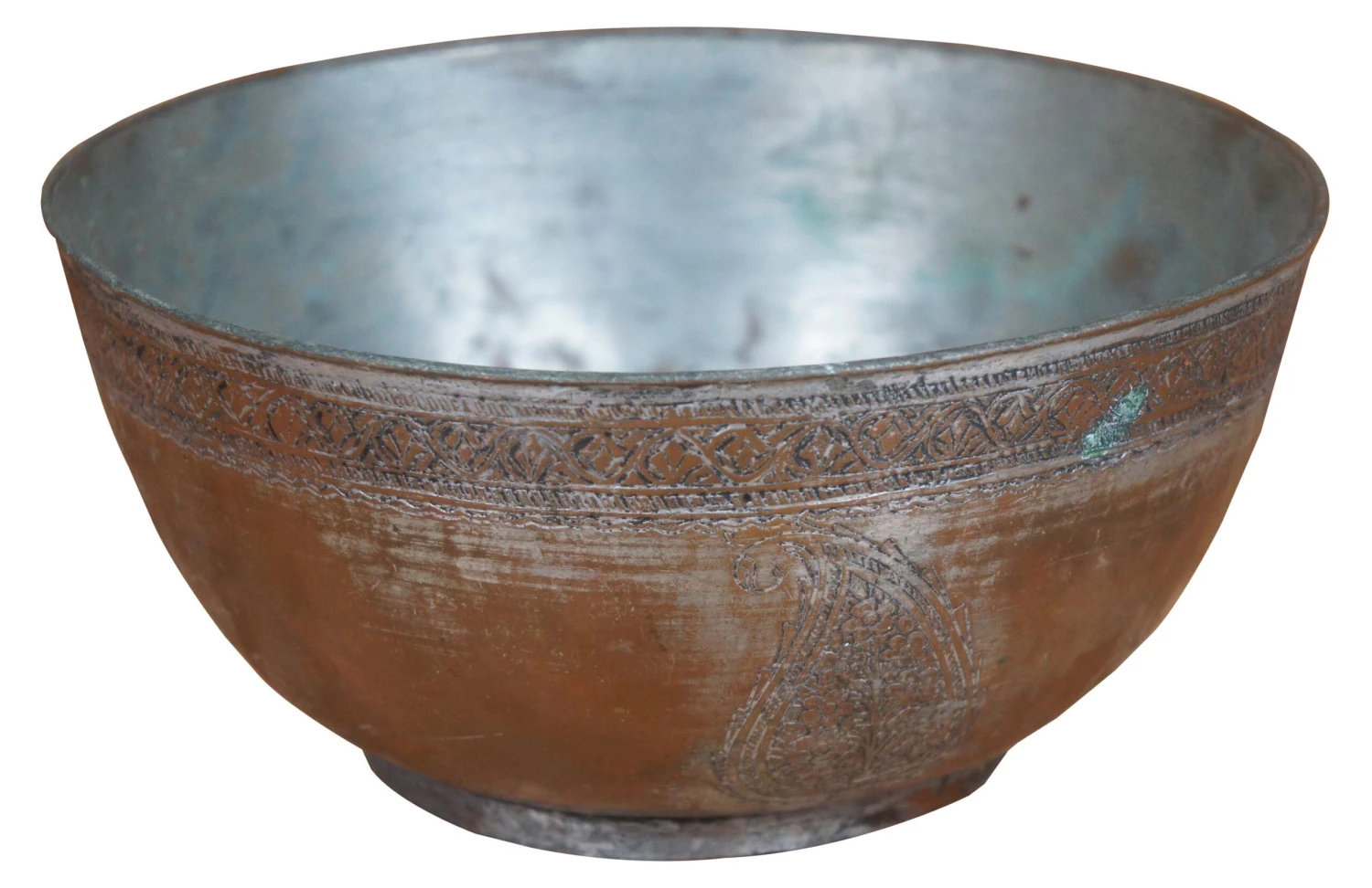 Vintage Egyptian Embossed Copper Bowl Dish Compote With Paisley Design 11 Vintage Egyptian Embossed Copper Bowl Dish Compote With Paisley Design - Image 9