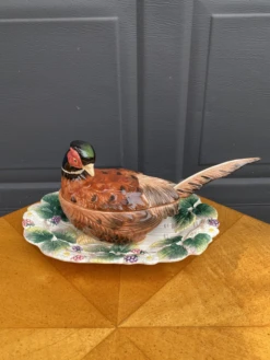 Vintage Fitz And Floyd Pheasant Soup Tureen And Serving Plate -Lenox Shop vintage fitz and floyd pheasant soup tureen and serving plate 4375