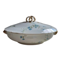 Vintage French Haviland Limoges Blue Floral Covered Serving Dish