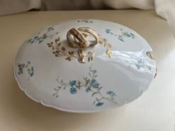 Vintage French Haviland Limoges Blue Floral Gilded Soup Tureen With Lid -Lenox Shop vintage french haviland limoges blue floral gilded soup tureen with lid 5958