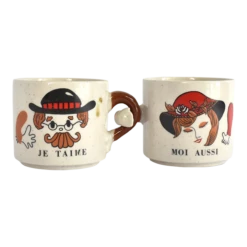 Vintage French Toi Et Moi Mugs - Set Of 2
