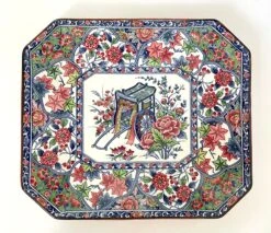Vintage Imari Japanese Porcelain Octagon Platter Tray. Features Rickshaw And Flowers -Lenox Shop vintage imari japanese porcelain octagon platter tray features rickshaw and flowers 7519