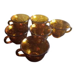 Vintage Indiana Glass Marigold Carnival Glass Punch Cups- Set Of 6