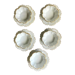 Vintage Limoges Gda France Flower Shaped Dessert Cups & Saucers Set- 11 Pieces