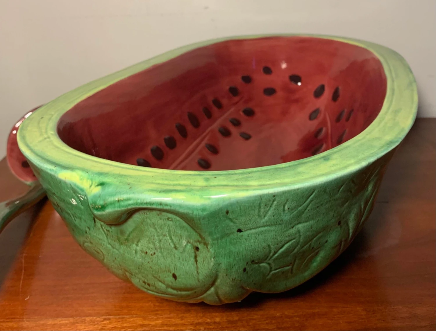 Vintage Majolica Figural Watermelon Cold Soup Tureen 6 Vintage Majolica Figural Watermelon Cold Soup Tureen - Image 4