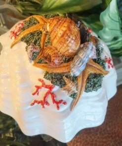 Vintage Massive Fitz And Floyd Style Ceramic Clam Shell Coral Seashell Soup Tureen -Lenox Shop vintage massive fitz and floyd style ceramic clam shell coral seashell soup tureen 0516