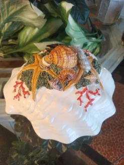 Vintage Massive Fitz And Floyd Style Ceramic Clam Shell Coral Seashell Soup Tureen -Lenox Shop vintage massive fitz and floyd style ceramic clam shell coral seashell soup tureen 1274