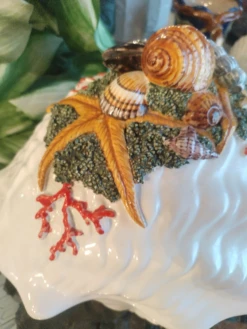 Vintage Massive Fitz And Floyd Style Ceramic Clam Shell Coral Seashell Soup Tureen -Lenox Shop vintage massive fitz and floyd style ceramic clam shell coral seashell soup tureen 6907