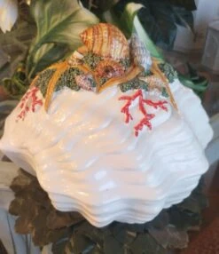 Vintage Massive Fitz And Floyd Style Ceramic Clam Shell Coral Seashell Soup Tureen -Lenox Shop vintage massive fitz and floyd style ceramic clam shell coral seashell soup tureen 8532