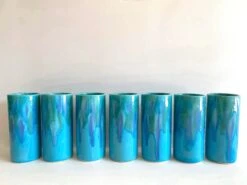 Vintage Mid Century Modern Dryden Studio Art Pottery Drip Glaze Ceramic Tumbler Cups - Set Of 7 -Lenox Shop vintage mid century modern dryden studio art pottery drip glaze ceramic tumbler cups set of 7 8712