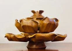 Vintage Midcentury Polynesian Monkey Pod Wooden Serving Set- 15 Pieces -Lenox Shop vintage midcentury polynesian monkey pod wooden serving set 15 pieces 9198