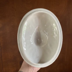 Vintage Portuguese Pink Blue Tureen With Swan Handles -Lenox Shop vintage portuguese pink blue tureen with swan handles 3238